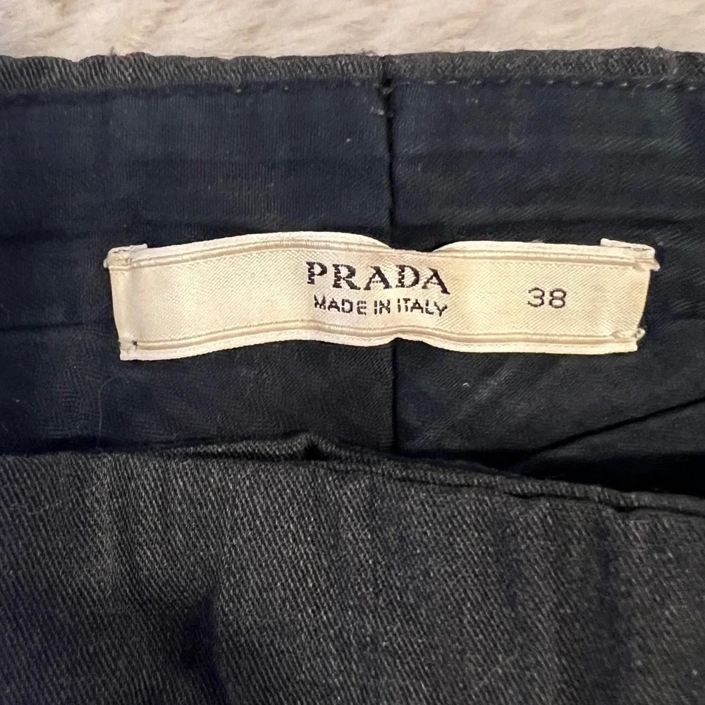 Prada Womens Trousers Cuffed Straight Leg Dark Grey Size 38